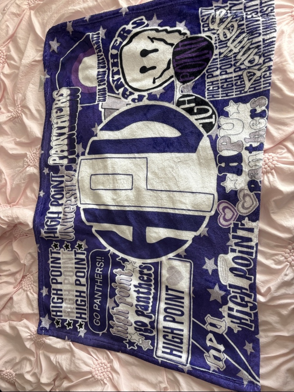 High Point University Panthers Purple & White Graphic blanket